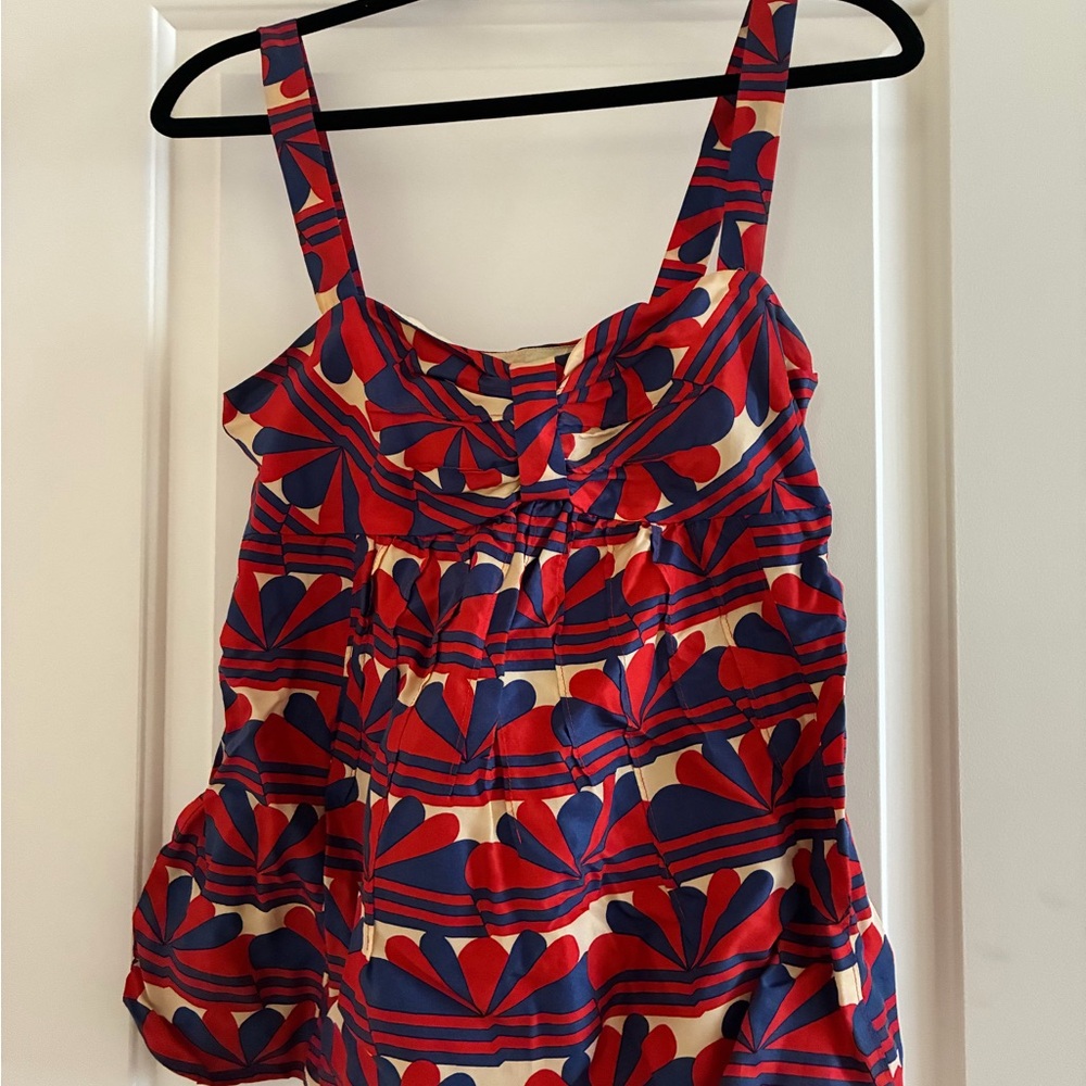 Marc Jacobs Red Navy and Cream Graphic Print Camisole